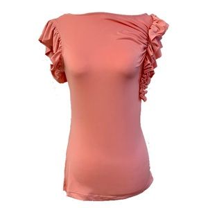 Ruffle Blouse In Salmon Pink